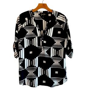 Yumi Kim Black and White Abstract Top SZ S Geo Print